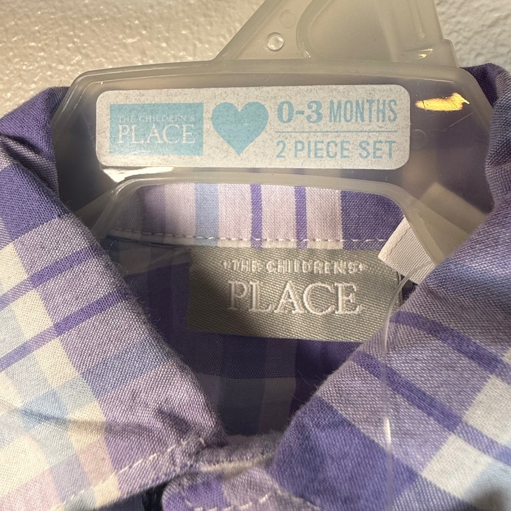 NWT The Childrens Place 100% Cotton Baby Boy 0-3M Plaid Bodysuit Picturesque Set - Picture 8 of 12